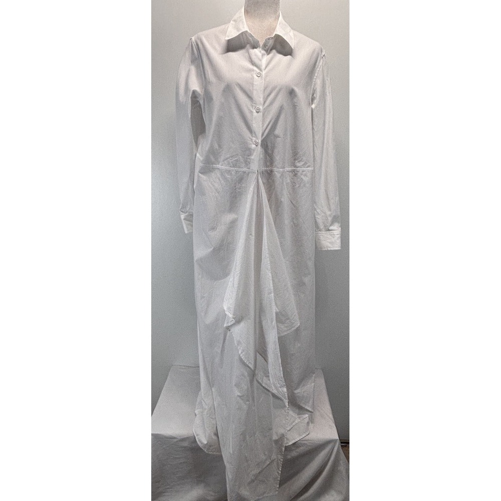 Rosetta Getty Long White Shirt Dress Sz 12 Women's White Cotton Classic Made USA
